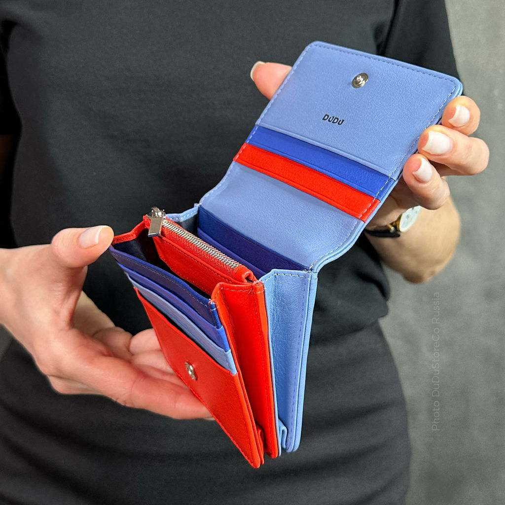 Итальянский кожаный кошелек DuDu серии Flores | пастельно-голубой - Dudubags фото 8