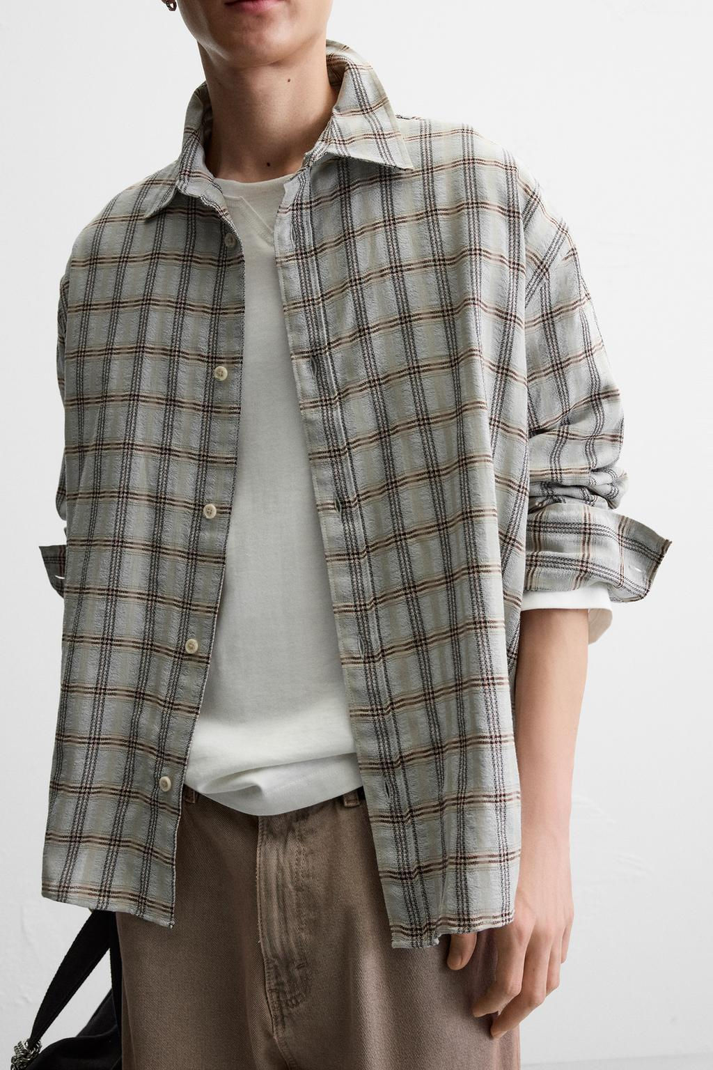 TEXTURED CHECK SHIRT - Zara фото 5