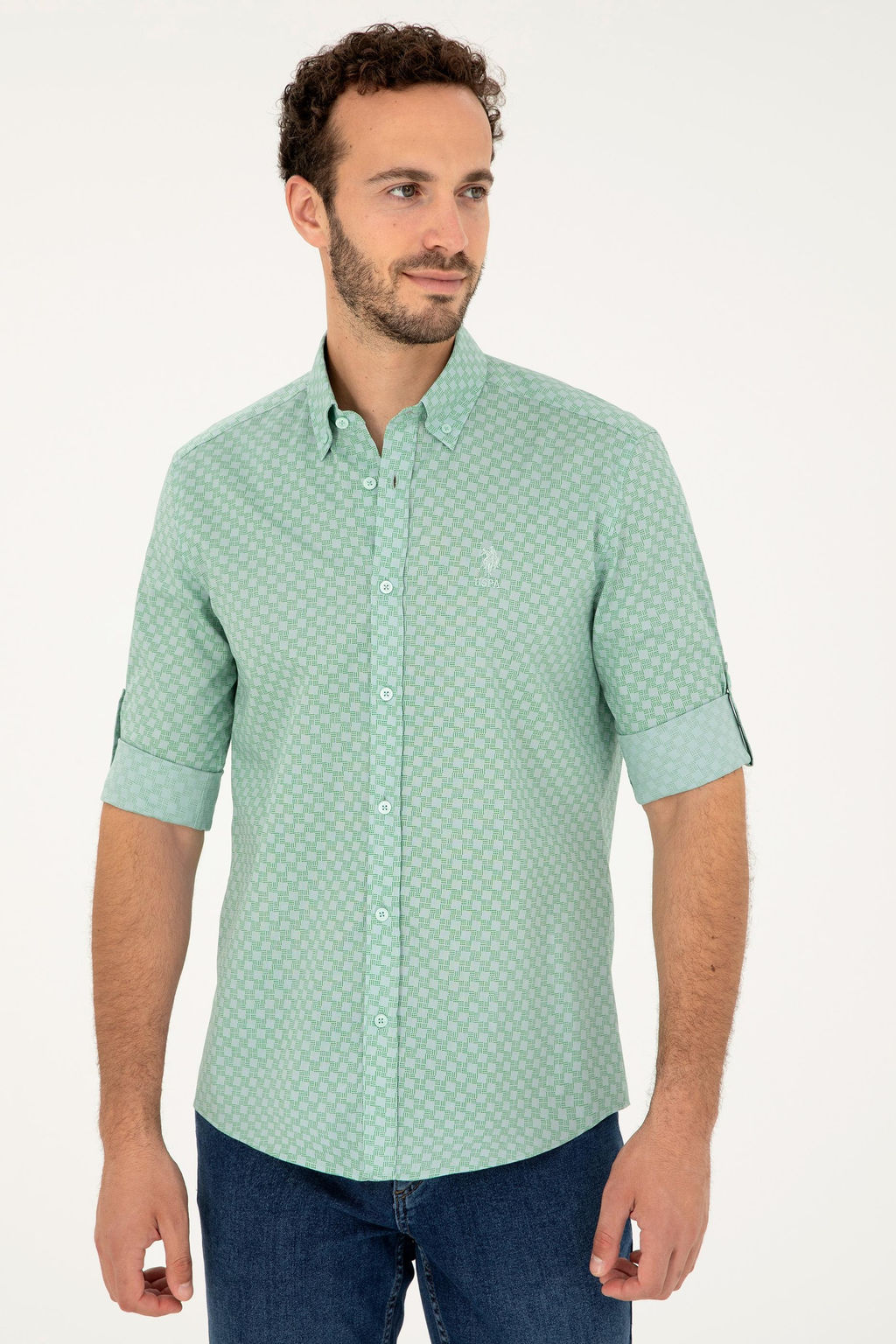 Мужская рубашка зеленого цвета с длинным рукавом Неожиданная скидка в корзине - U.s. polo assn фото 3