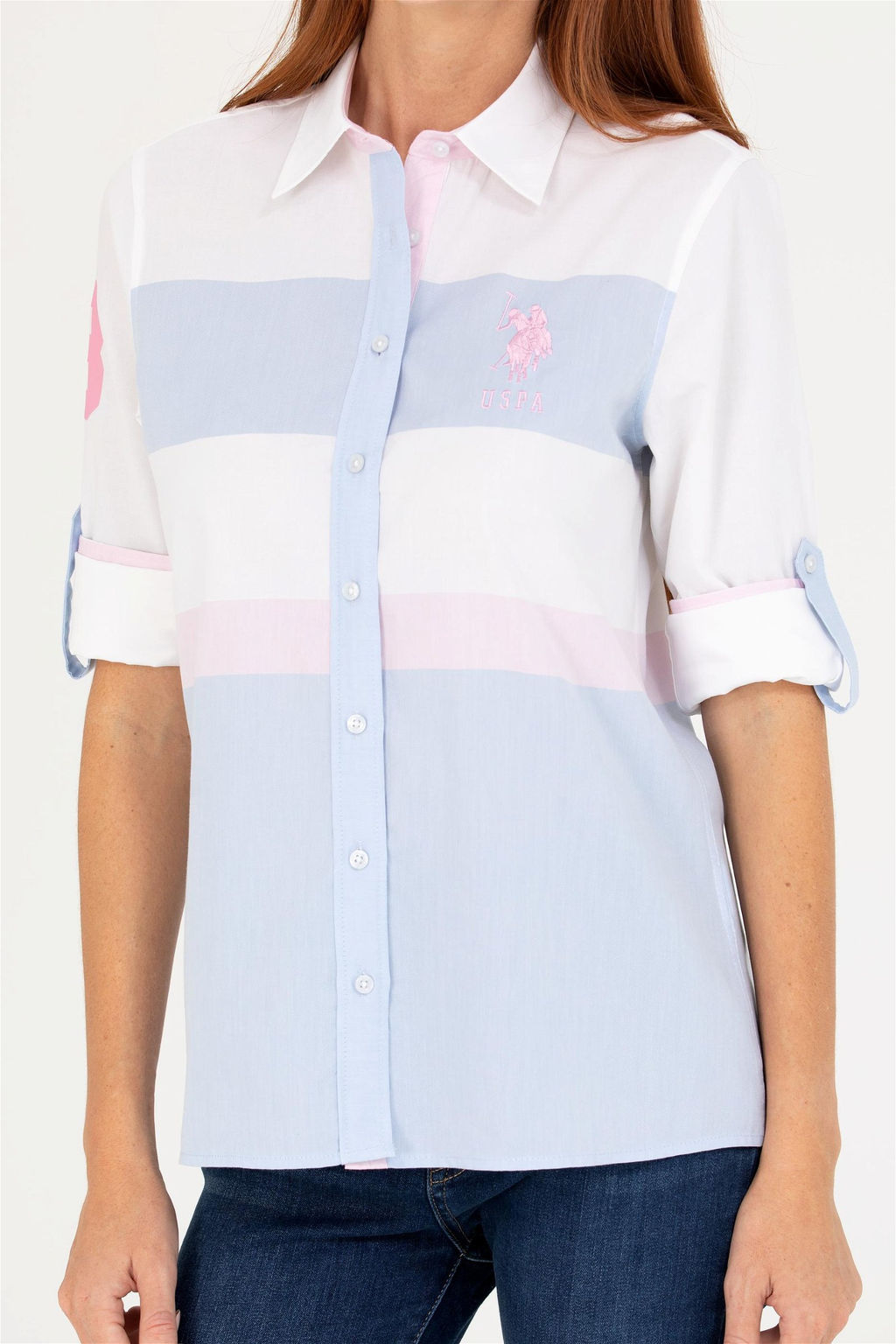 Женская голубая рубашка с длинным рукавом Неожиданная скидка в корзине - U.s. polo assn фото 6