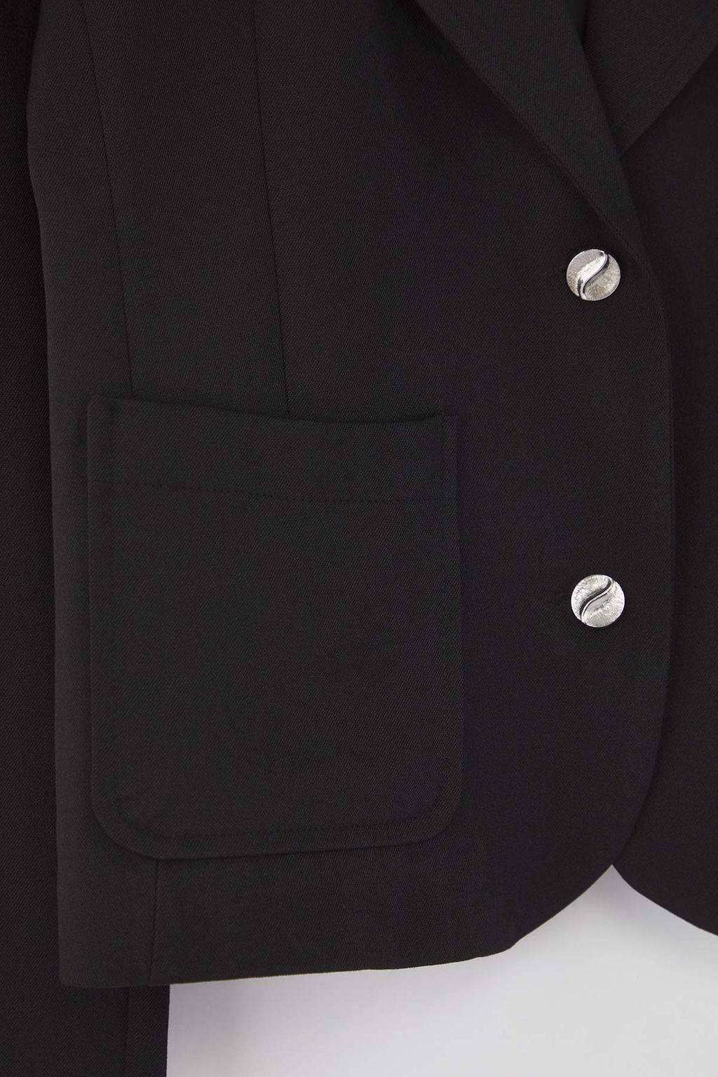 Siyah Aksesuar Dugmeli Cepli Fitted/Bele Oturan Dokuma Blazer Ceket TWOAW26BC00007