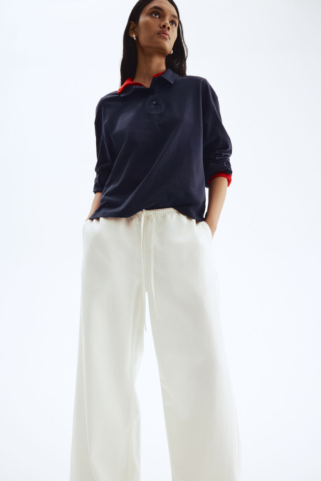 Pantal?n denim con cord?n de ajuste - H&m фото 10