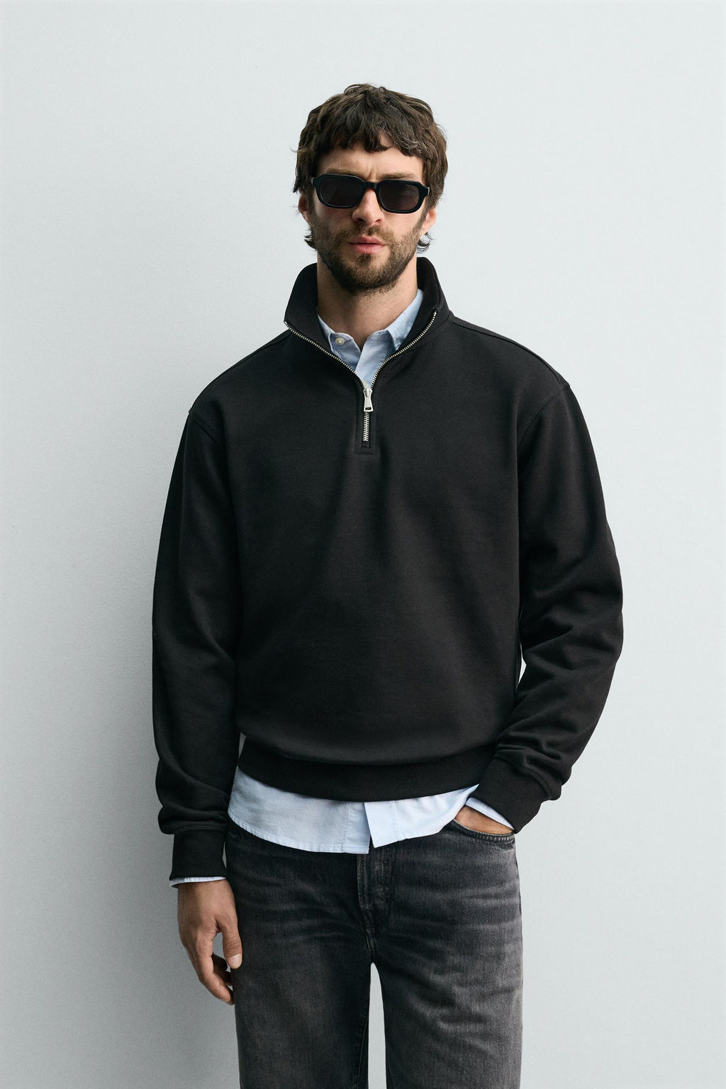 BASIC QUARTER-ZIP SWEATSHIRT - Zara фото 9