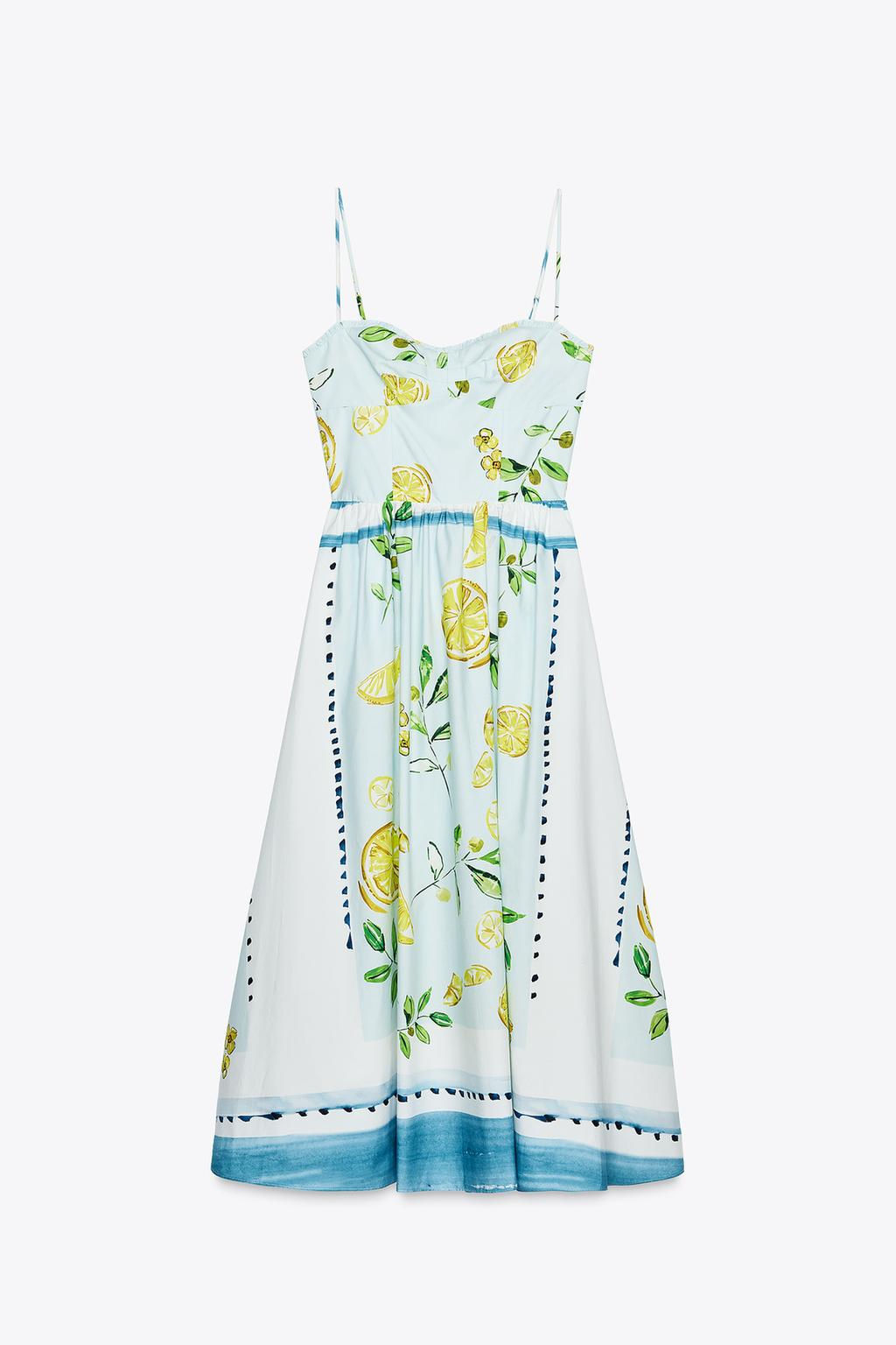 LEMON PRINT POPLIN DRESS - Zara фото 5