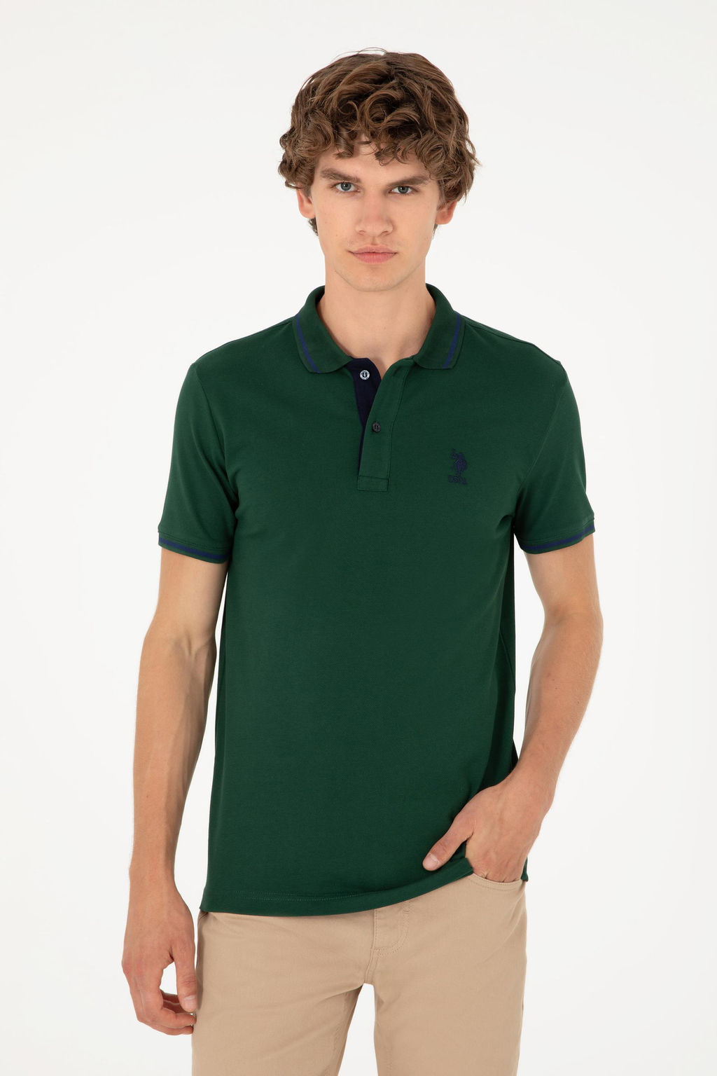 U. S. Polo Assn / Мужская темно-зеленая базовая футболка - U.s. polo assn фото 10