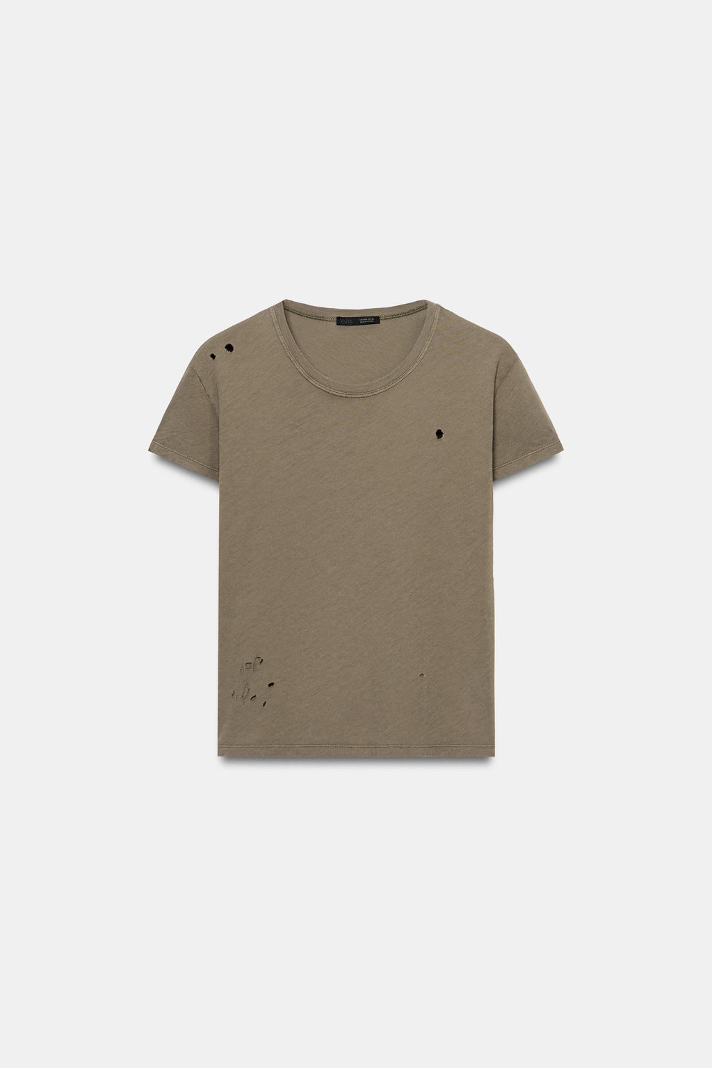 CAMISETA ROTOS MANGA CORTA / Khaki - Zara фото 4