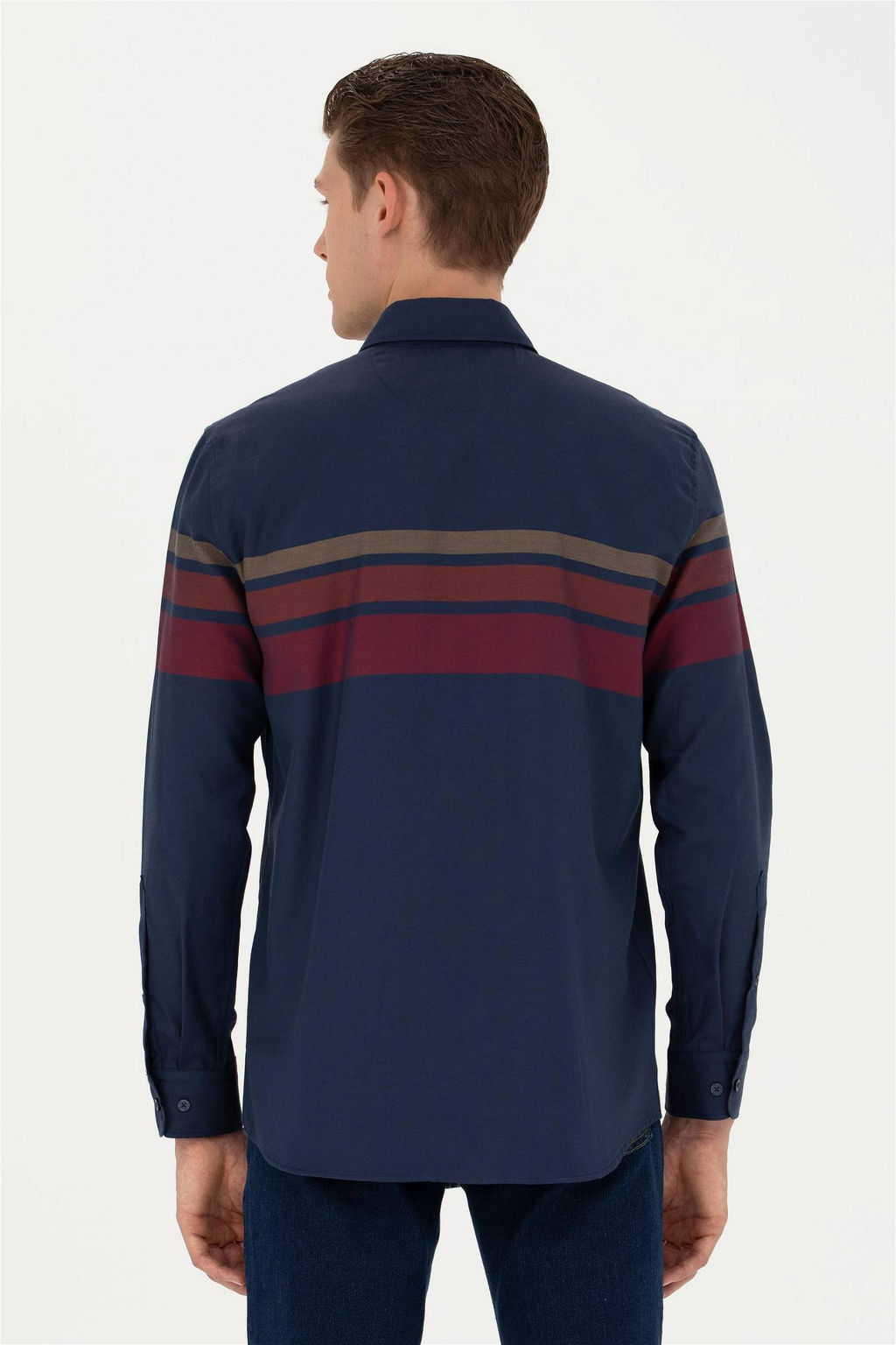 Мужская темно-синяя рубашка с длинным рукавом - U.s. polo assn фото 5