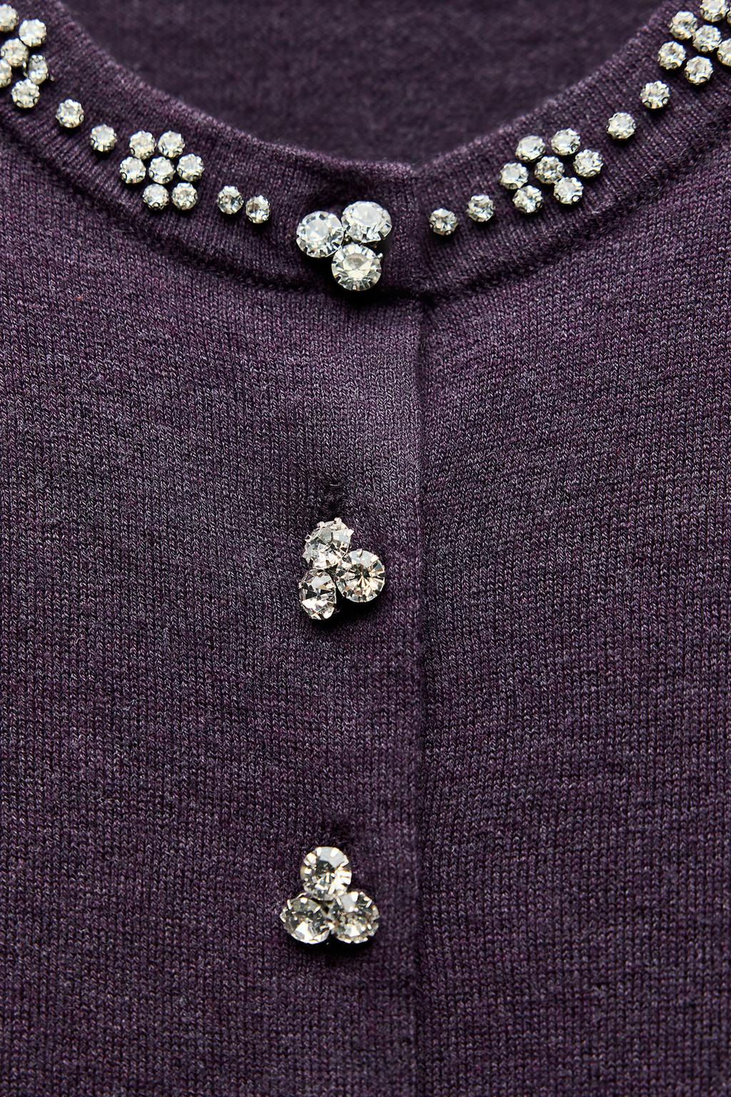 BEADED RHINESTONE KNIT CARDIGAN - Zara фото 4