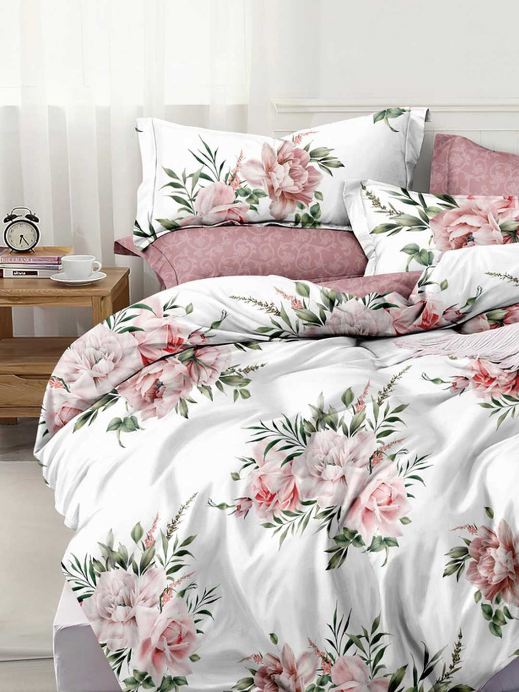 Постельное белье из поплина эксклюзив на молнии - Букет Евро (нав.70х70)