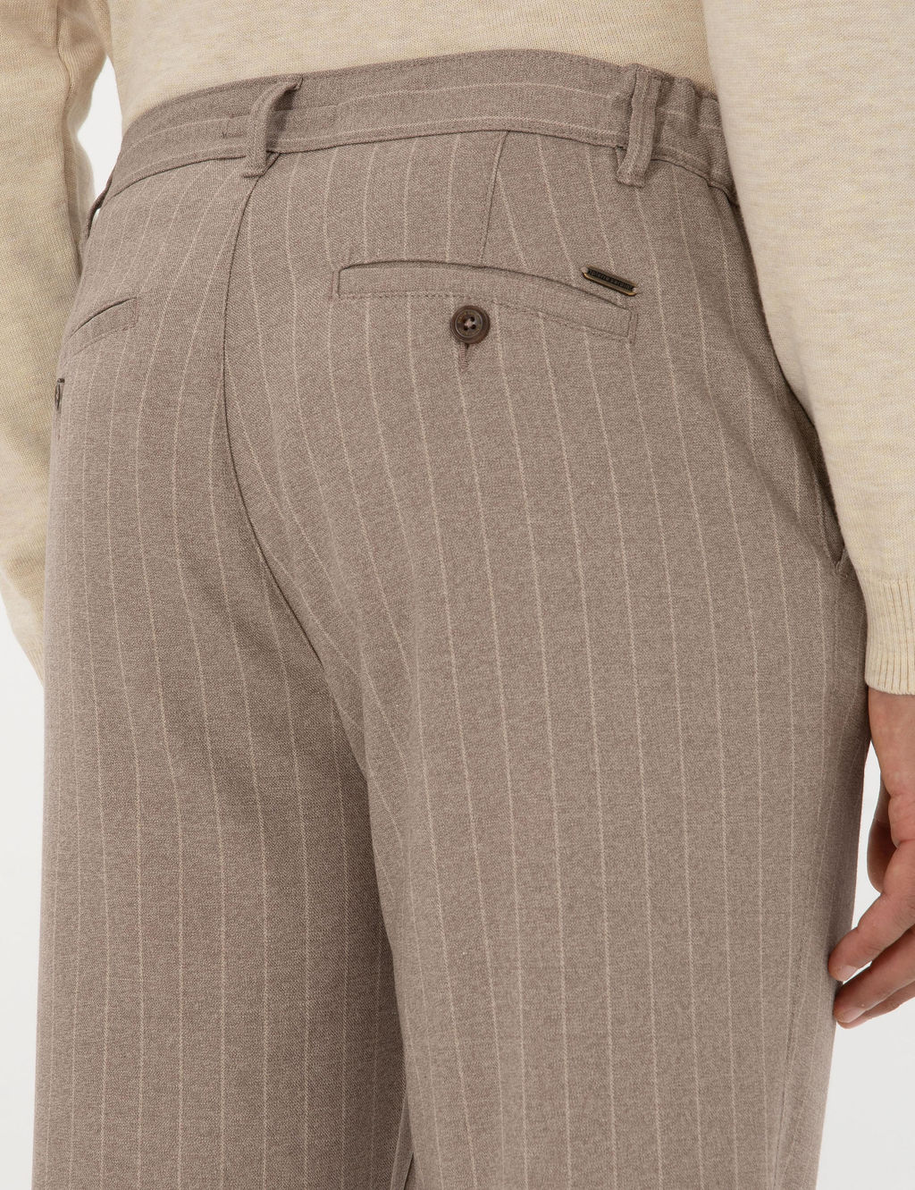 Bej _izgili Carrot Fit Beli Lastikli Kordonlu Kanvas Pantolon - Pierre cardin фото 6