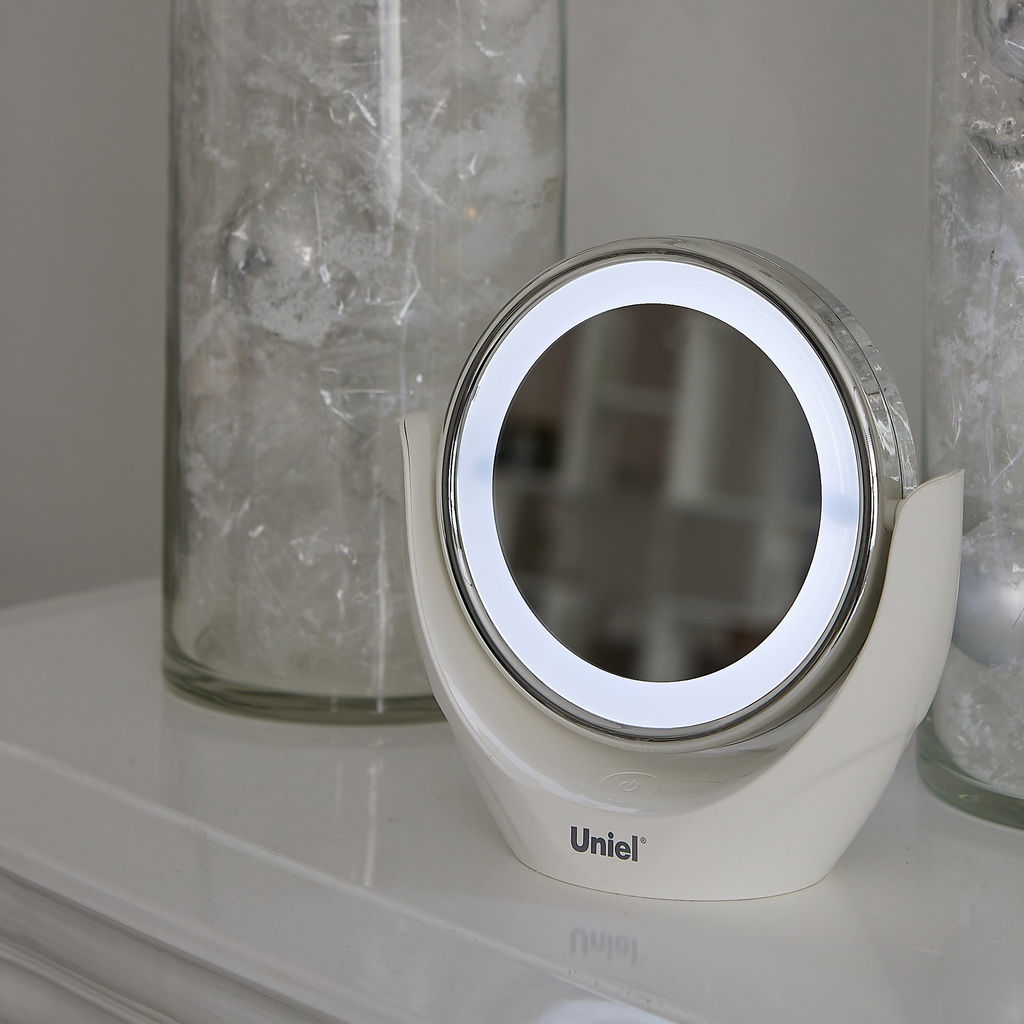 TLD-592 White/LED/13Lm/6000K/3АА Настольный светильник зеркало. На батарейках 3AA(не в/к). Сенсорный выключатель. Белый. ТМ Uniel - Volpe фото 11
