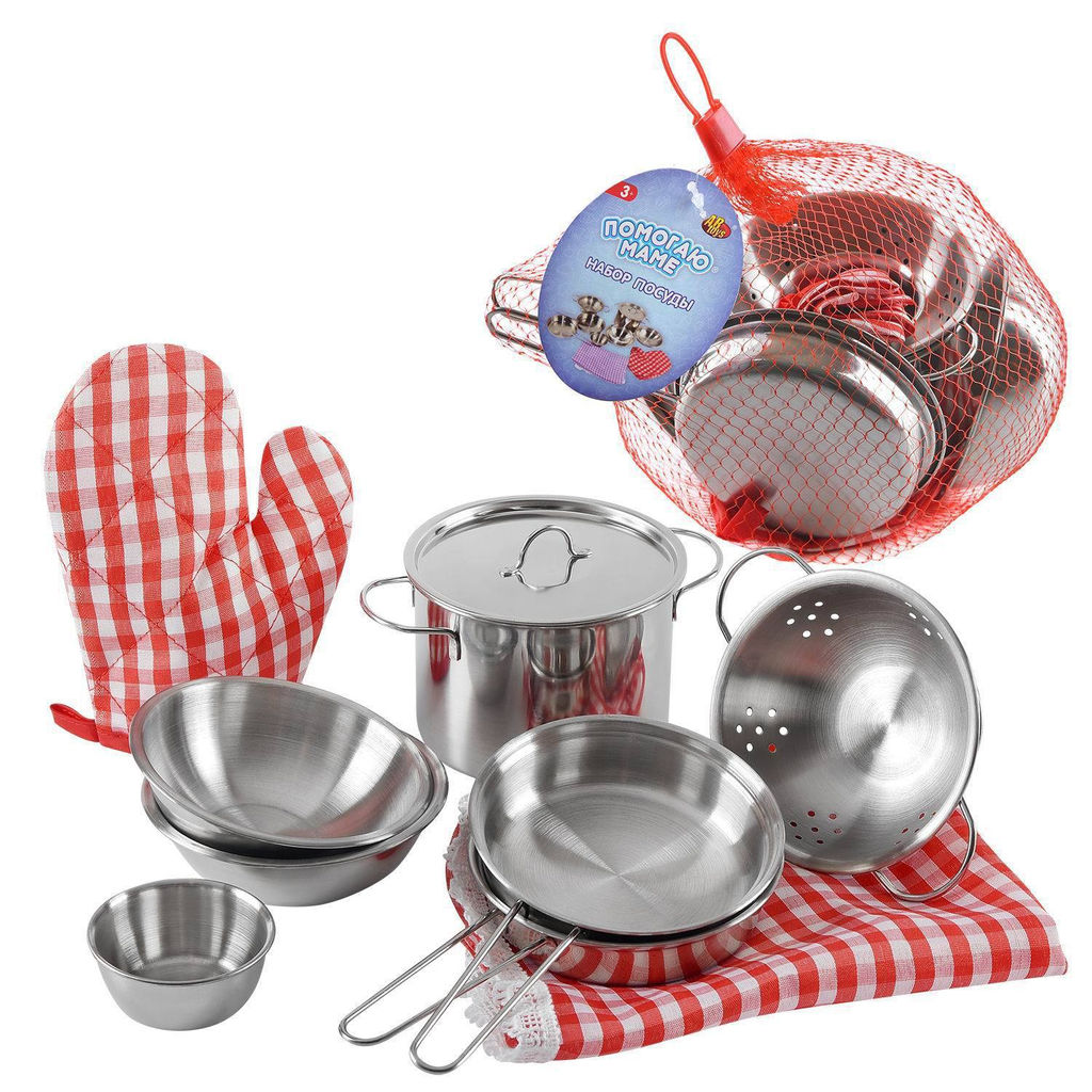 Набор посуды металлической для кухни Помогаю Маме, 10 предметов - Abtoys фото 7
