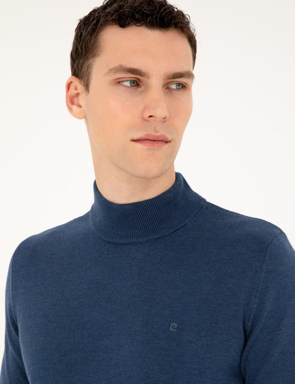 _ndigo Melanj Slim Fit Yar_m Bal_k__ Yaka Basic Triko Kazak - Pierre cardin фото 2