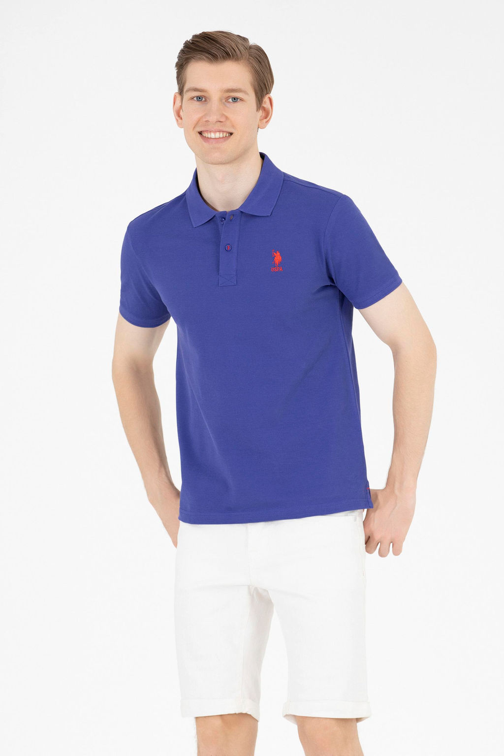 U. S. Polo Assn Мужская синяя базовая футболка с воротником-поло - U.s. polo assn фото 2