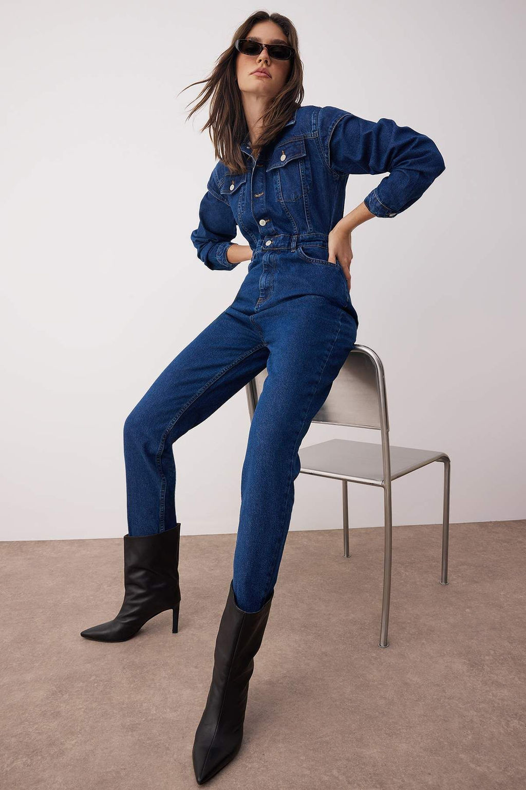Trendyolmilla Limited Edition Indigo Dikis Detayl? Denim Tulum TWOAW22TU0040