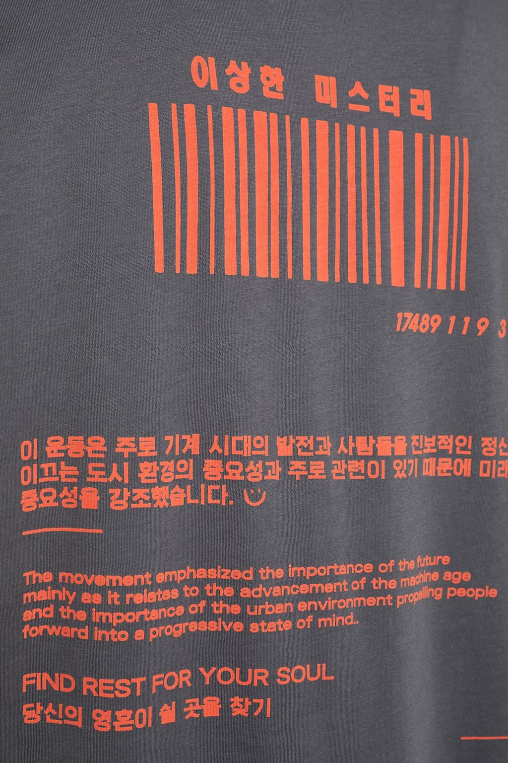 Antrasit Oversize/Genis Kesim K?sa Kol Uzakdogu Bask?l? %100 Pamuklu T-Shirt TMNSS23TS00159 - Trendyolmilla фото 4