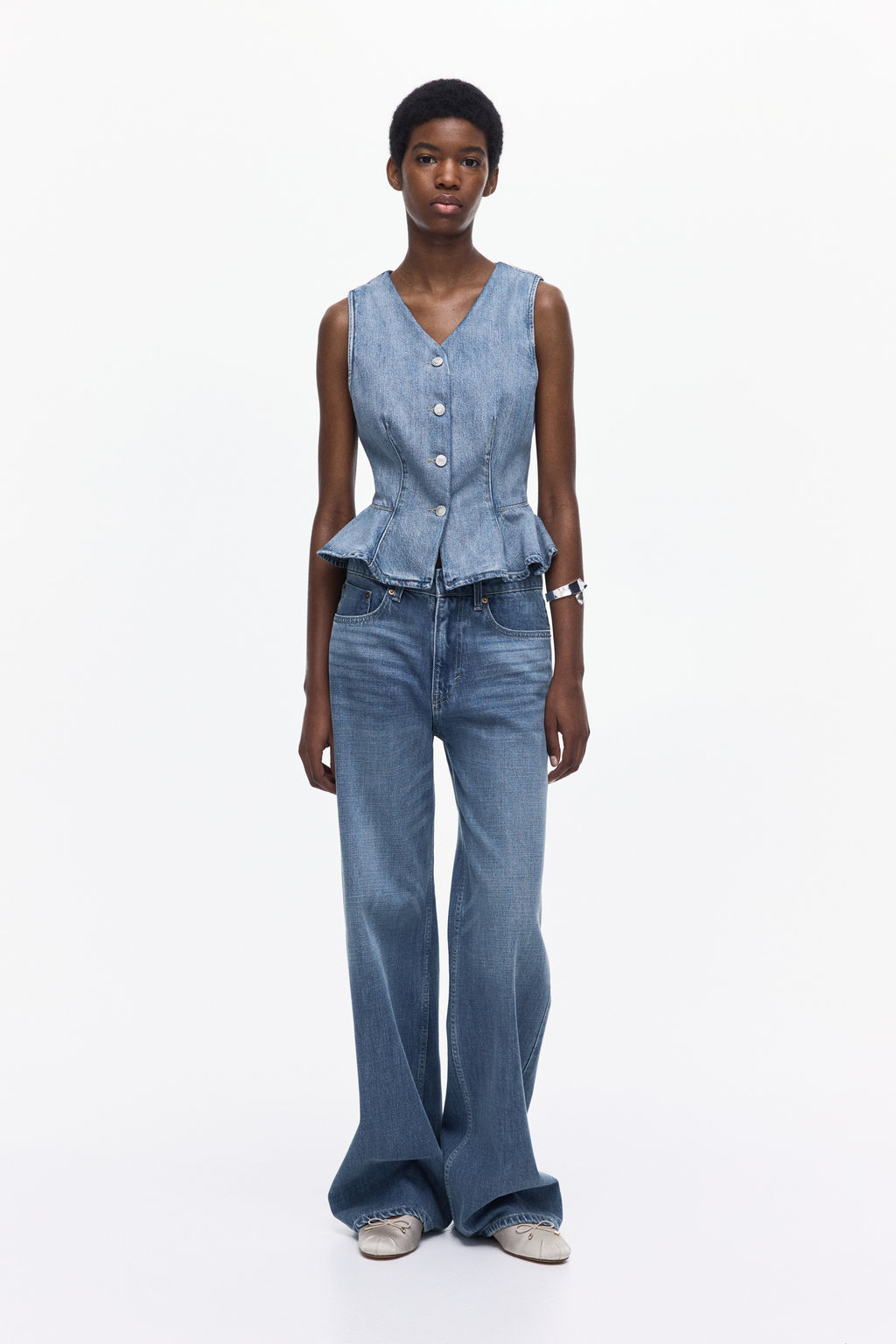 Denim peplum waistcoat - H&m фото 2