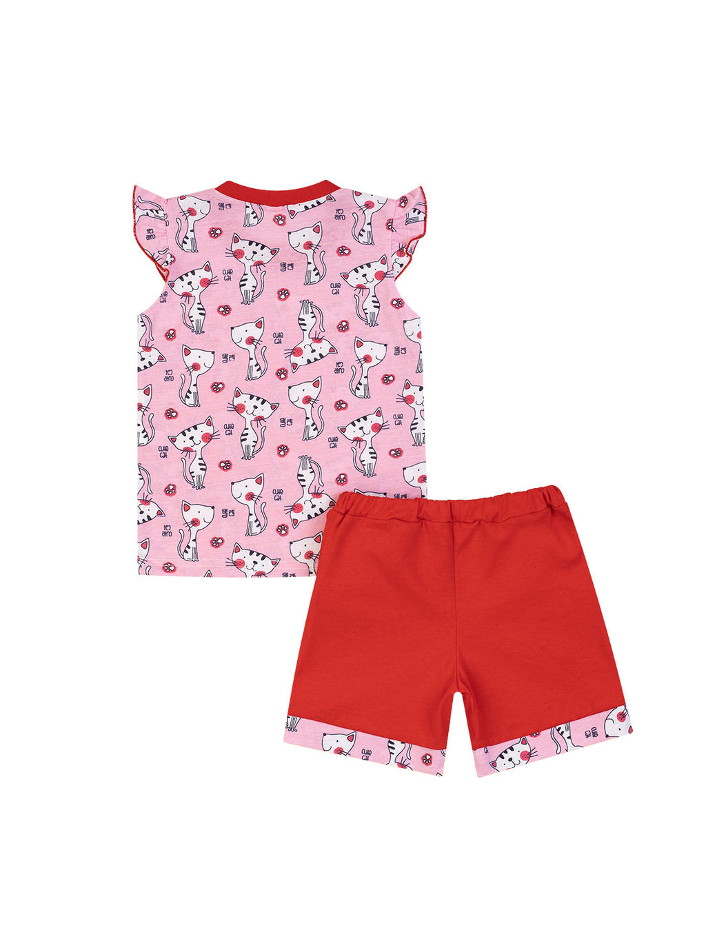 Комплект детский кошки на розовомкрасный