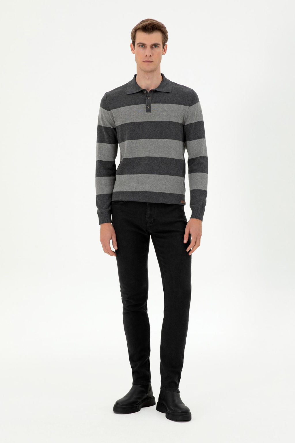 Мужской свитер антрацитового меланжа Неожиданная скидка в корзине - U.s. polo assn фото 4