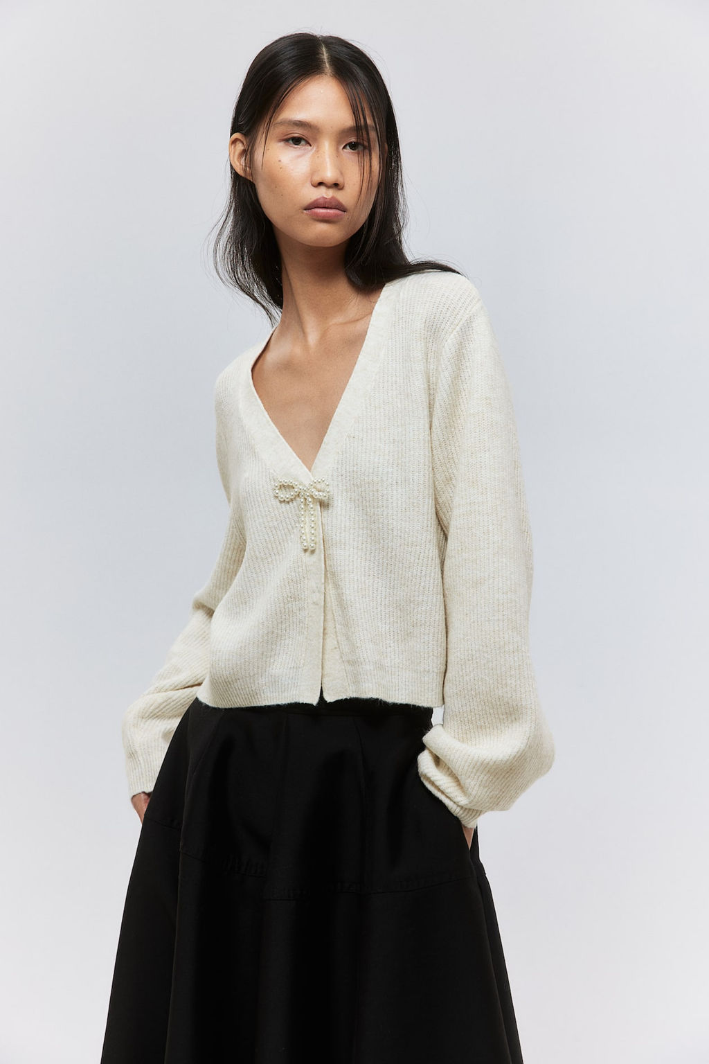 Cardigan en punto de canale con lazo - H&m фото 3