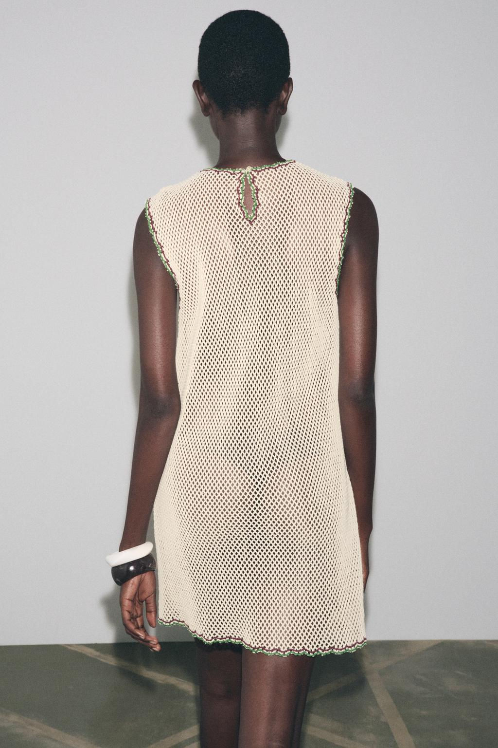 ZW COLLECTION FLORAL EMBROIDERED CROCHET DRESS - Zara фото 3