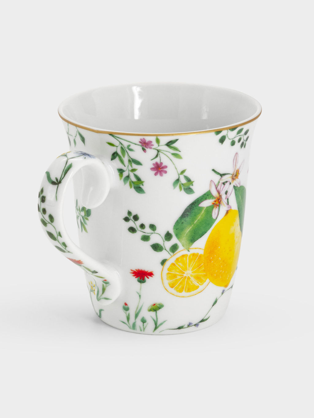 Кружка, 275 мл, фарфор P, белая, Цветы и лимоны, Fleurs et Citrons