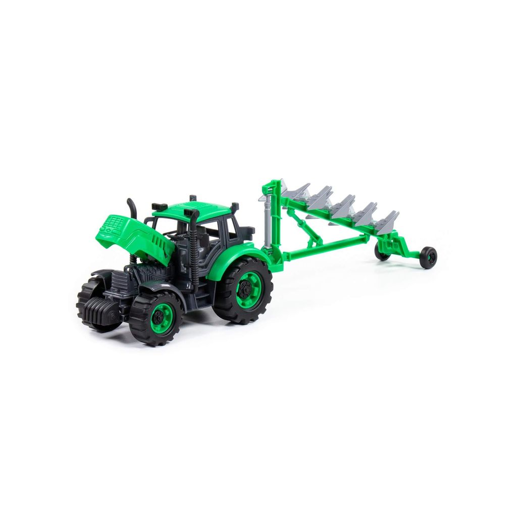 Трактор Прогресс с плугом инерционный (зелёный) (в коробке) - Полесье фото 7