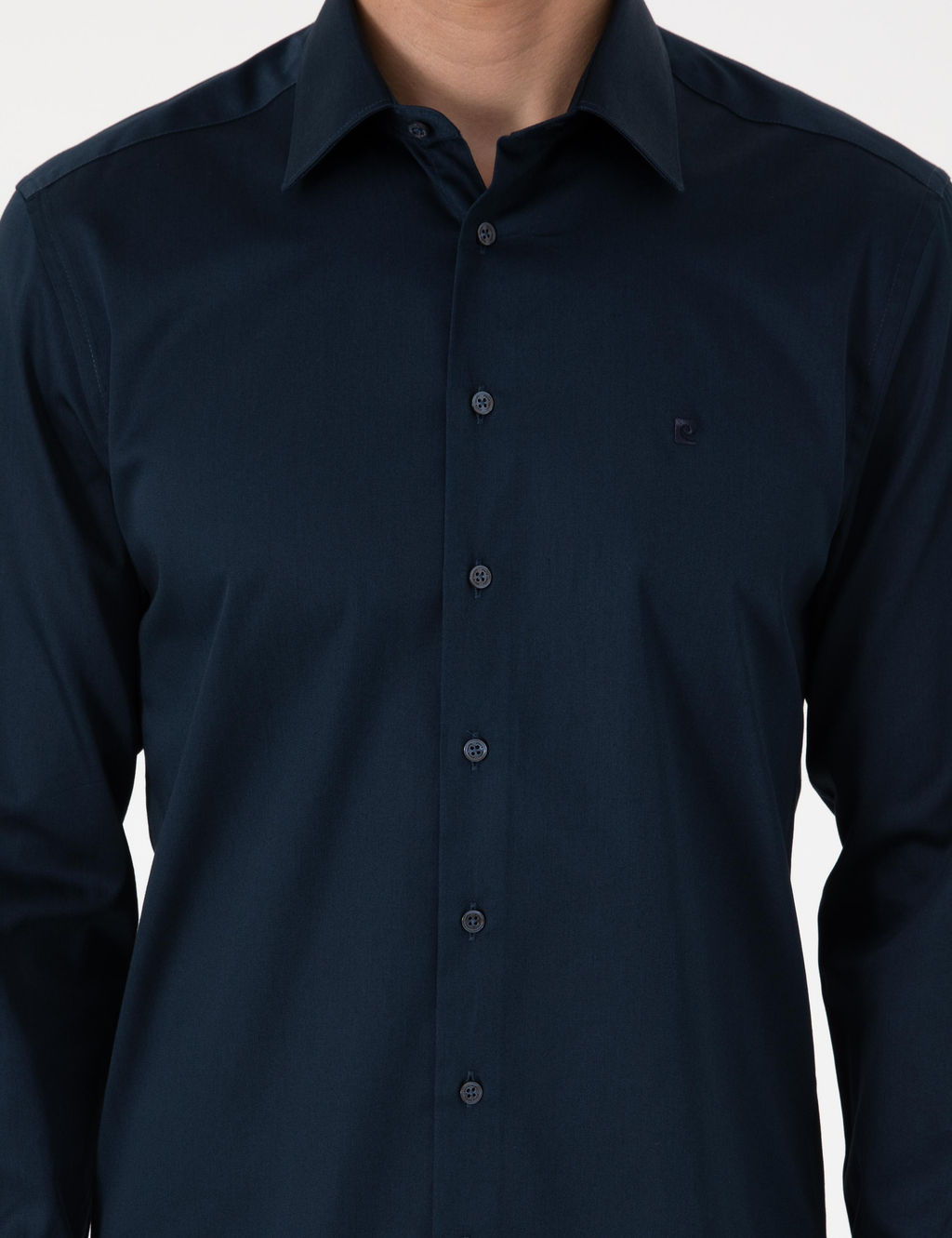 Lacivert Slim Fit Uzun Kollu Basic G_mlek