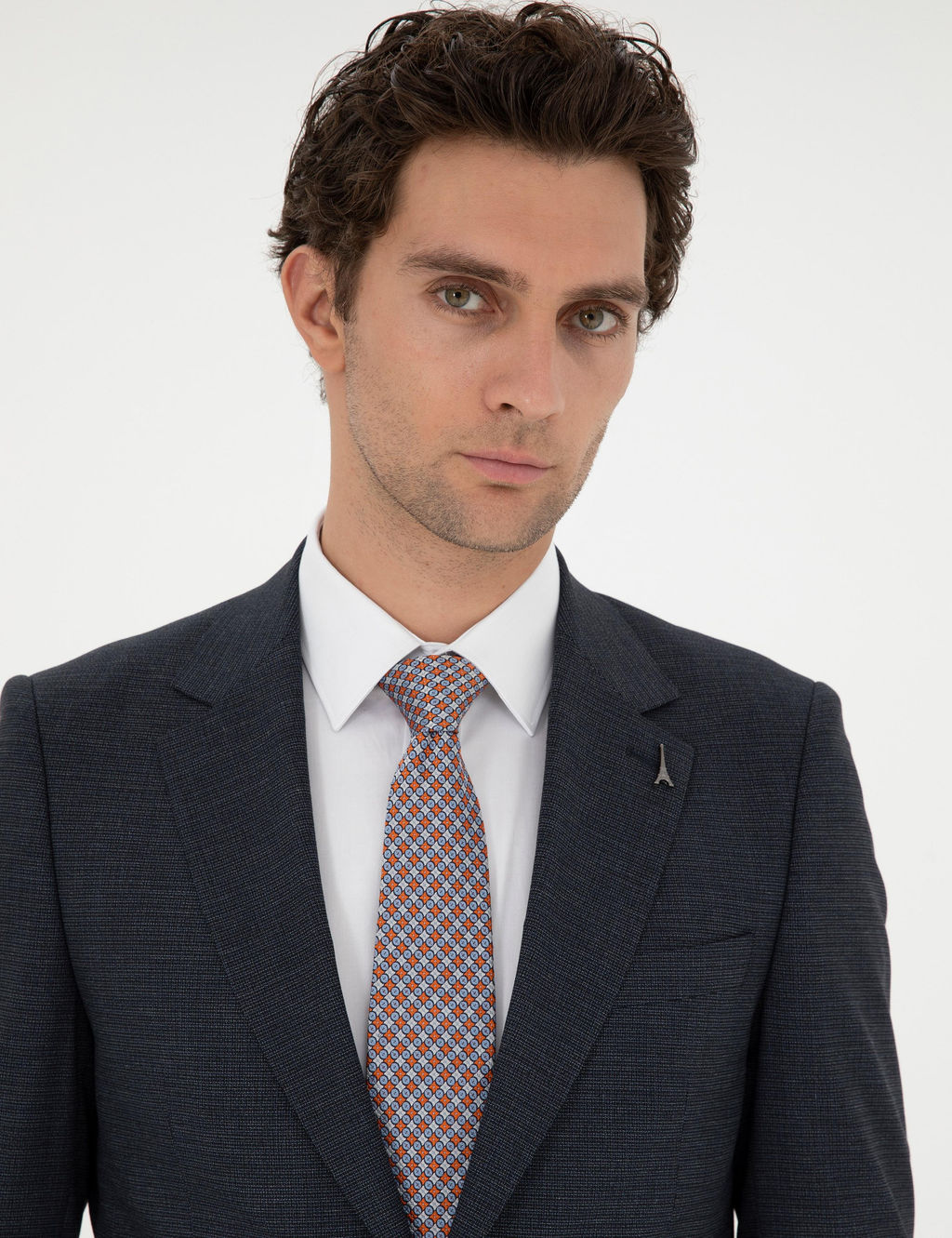 Темно-синий приталенный костюм - Cacharel фото 2