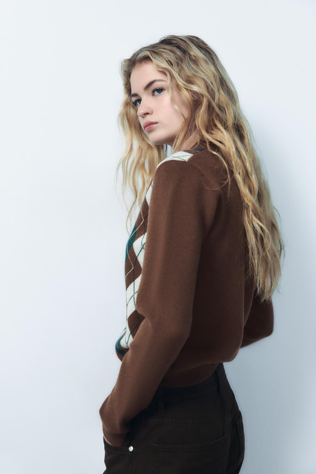 ARGYLE JACQUARD POLO SWEATER - Zara фото 12