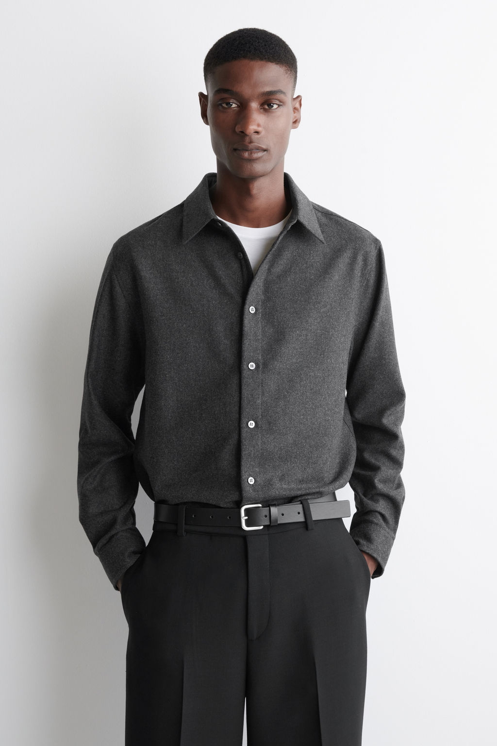 CAMISA DE FRANELA DE LANA RELAXED FIT - H&m фото 3