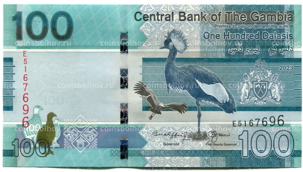 Банкнота 100 даласи 2023 года Гамбия