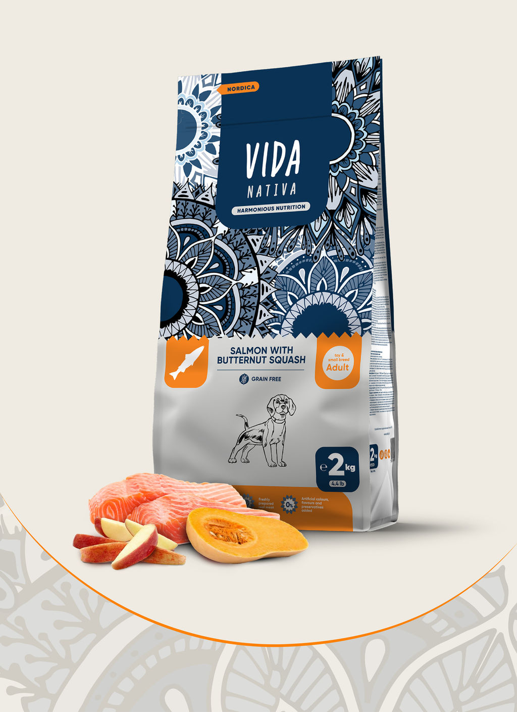 Корм Vida Nativa для взрослых собак мелких пород с лососем и тыквой P02134001