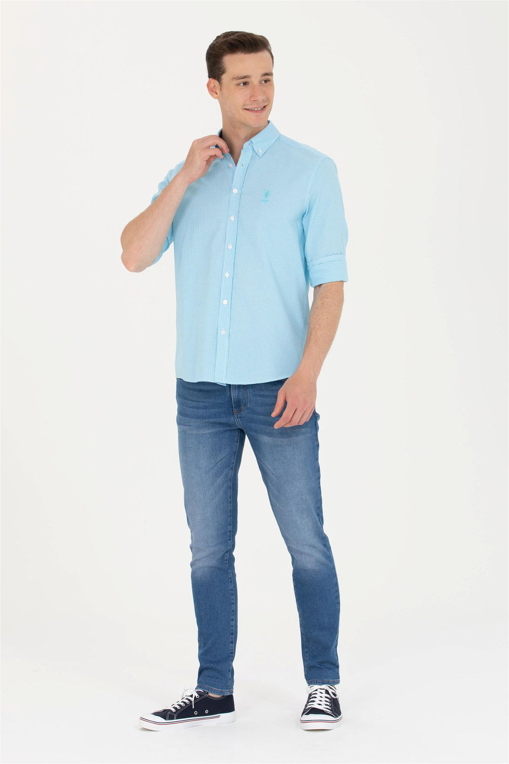 Мужская бирюзовая рубашка с длинным рукавом Неожиданная скидка в корзине - U.s. polo assn фото 4