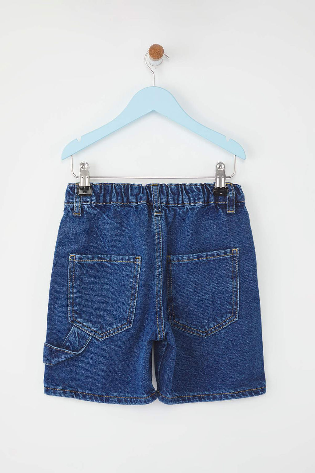 Koyu Mavi Erkek Cocuk %100 Pamuk Basic Lastikli Denim Sort & Bermuda TKDSS25SR00028 - Trendyolmilla фото 4