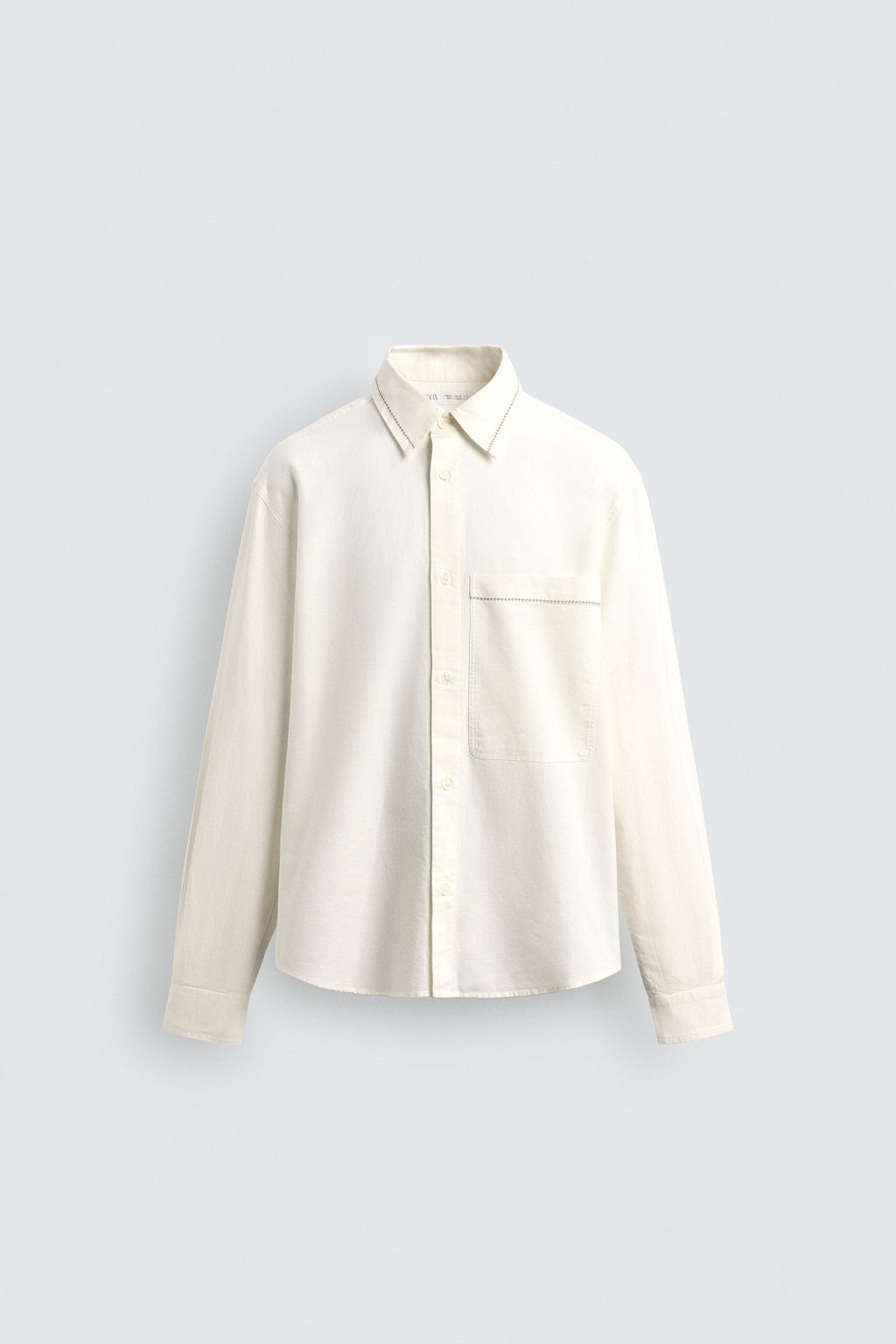 EMBROIDERED COTTON/LINEN SHIRT - Zara фото 8