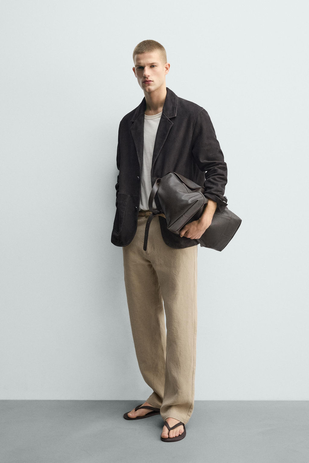 BLAZER PIEL ANTE EFECTO LAVADO / Marr?n oscuro - Zara фото 4