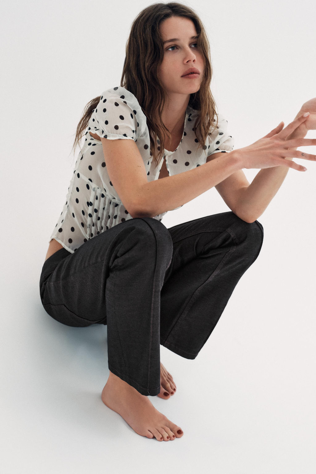 TRF WAXED LOW-RISE JEANS - Zara фото 15