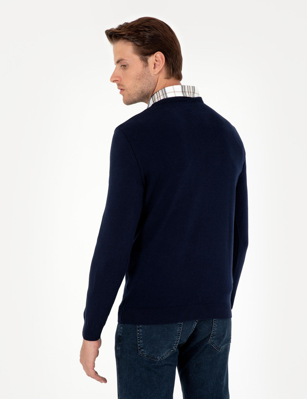 Lacivert Slim Fit V Yaka Basic Triko Kazak - Pierre cardin фото 5