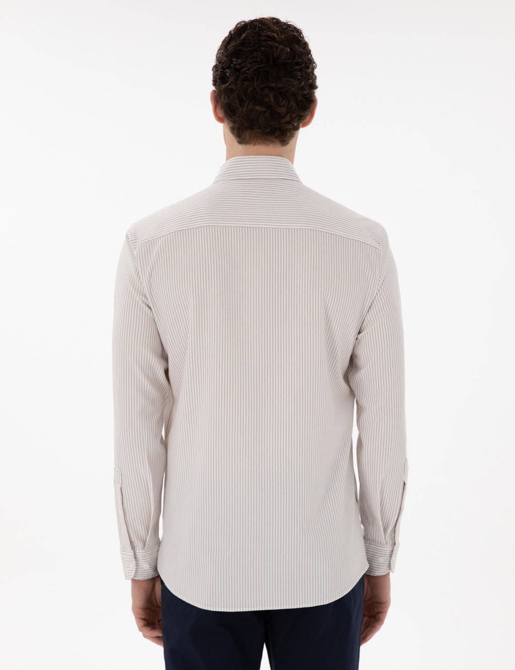 Bej Slim Fit _izgili Uzun Kollu G_mlek - Pierre cardin фото 5