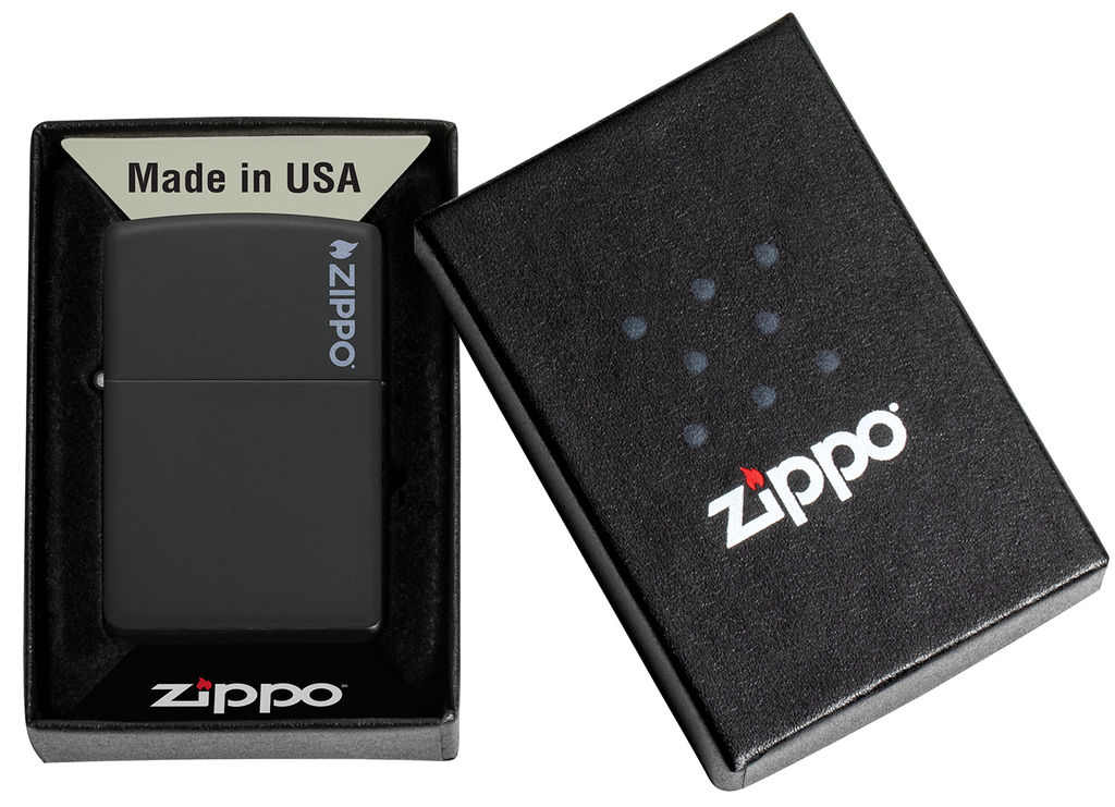 Зажигалка ZIPPO Логотип с черным матовым покрытием | Logo Black Matte 218ZL