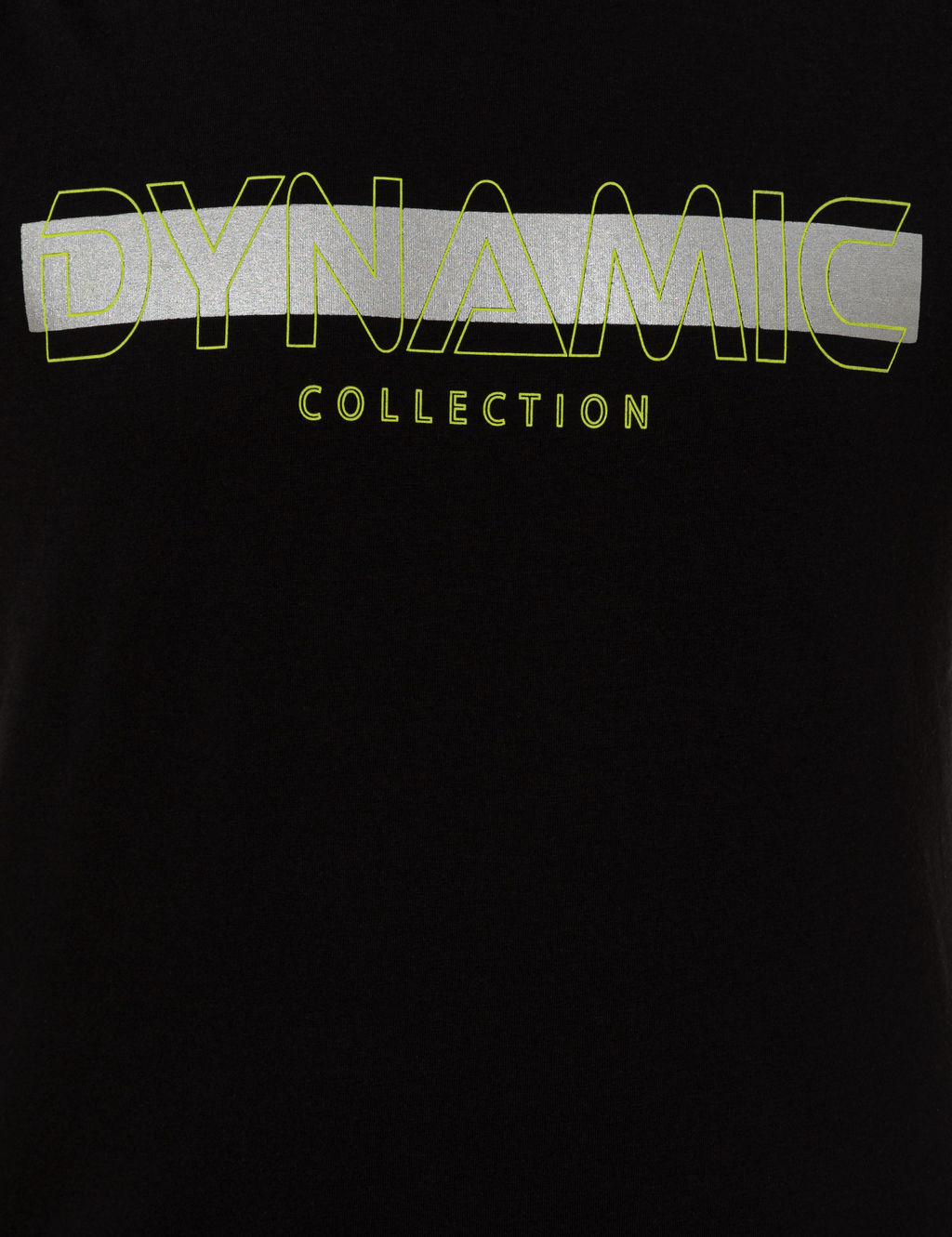 Siyah Slim Fit Bask_l_ Bisiklet Yaka Ti__rt