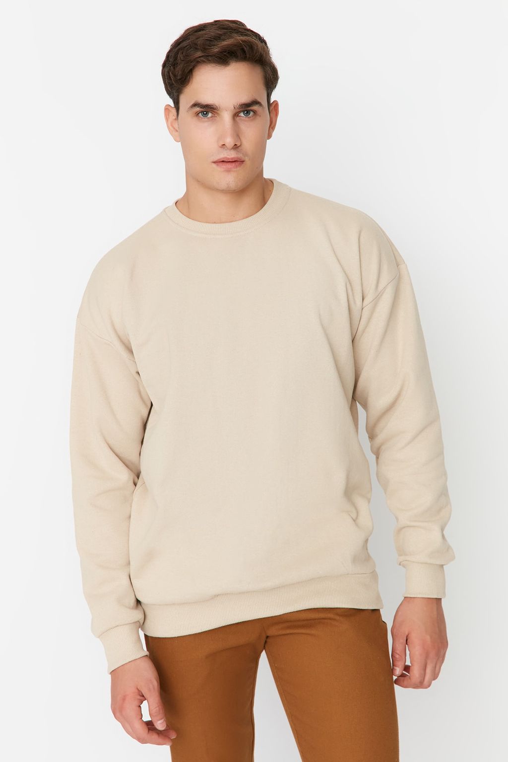 TRENDYOL MAN Lacivert Oversize/Genis Kesim S?rt Bask?l? Ici Polar/S?cak Tutan Pamuk Sweatshirt TMNAW22SW0796 - Trendyolmilla фото 3