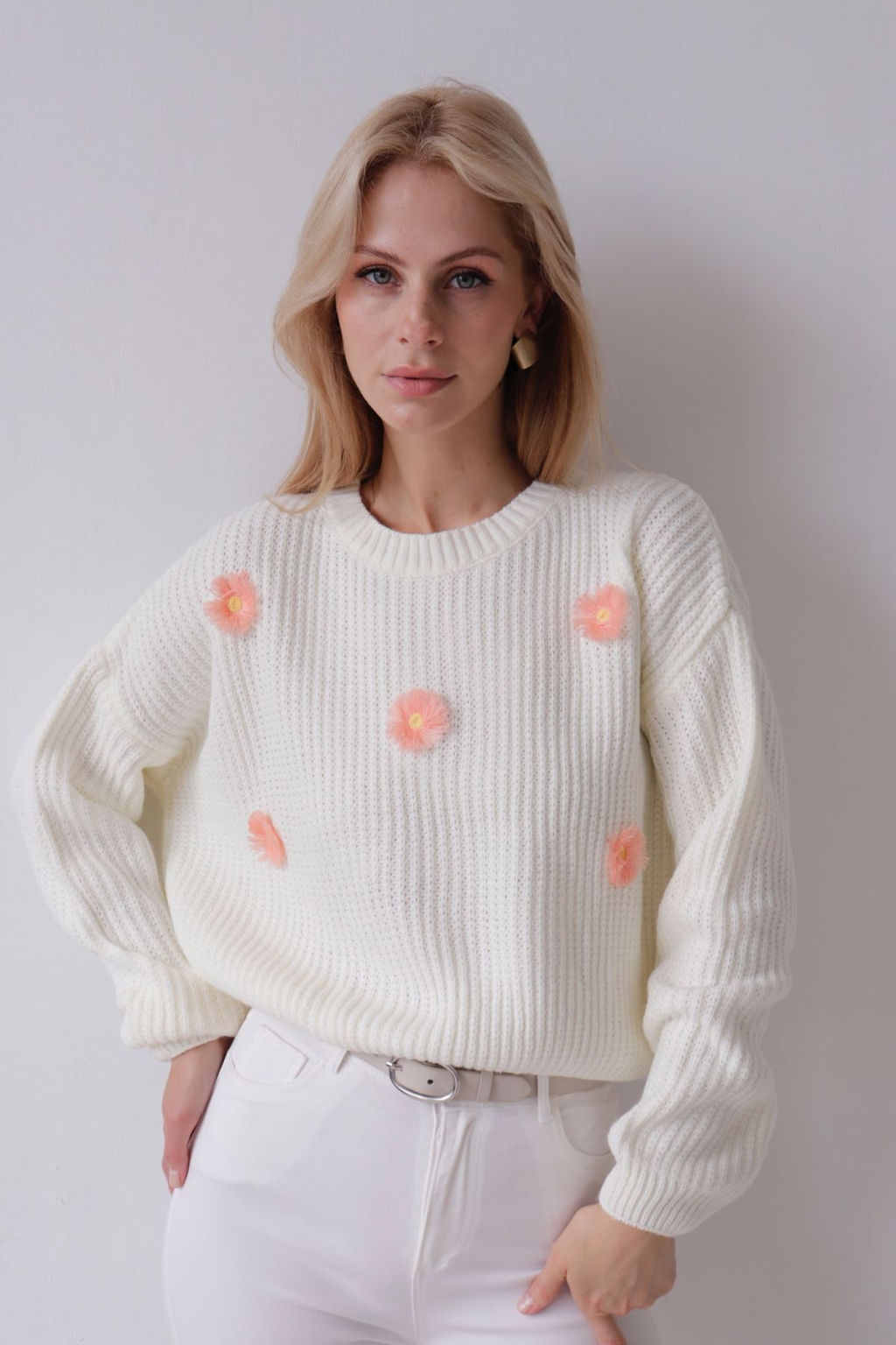 9837 Джемпер белый с цветами - Martichelli фото 25