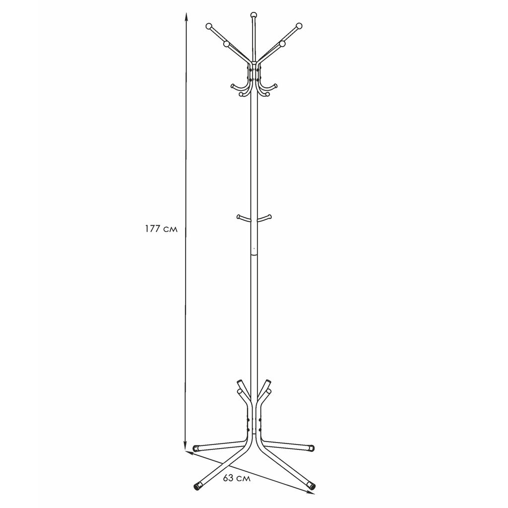Вешалка-стойка металл. "Луч 5" 63х177см (черный)
