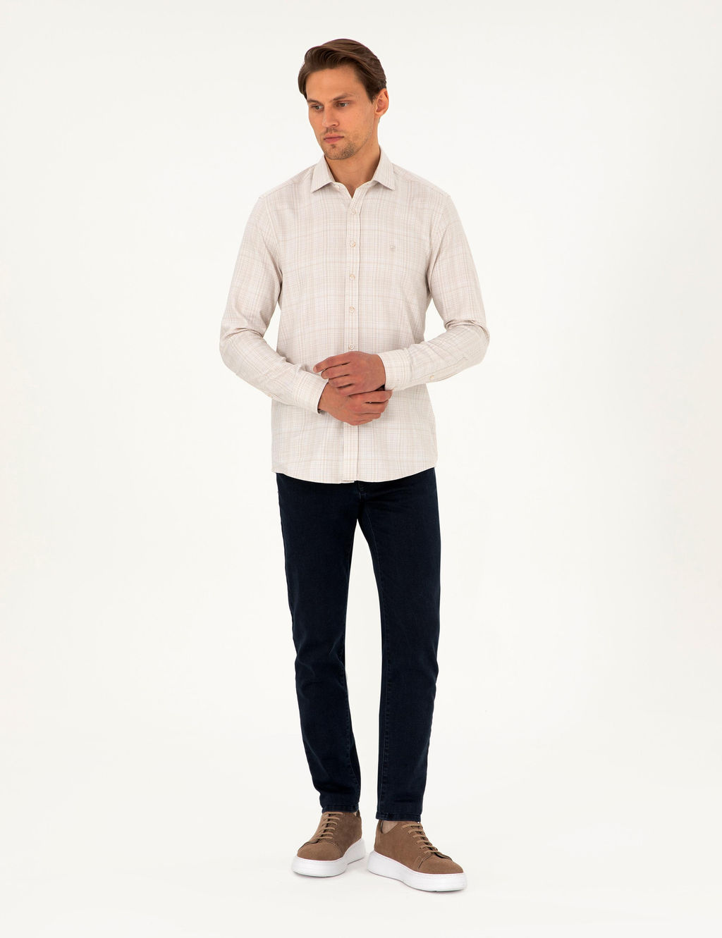 Bej Slim Fit Uzun Kollu G_mlek - Pierre cardin фото 4