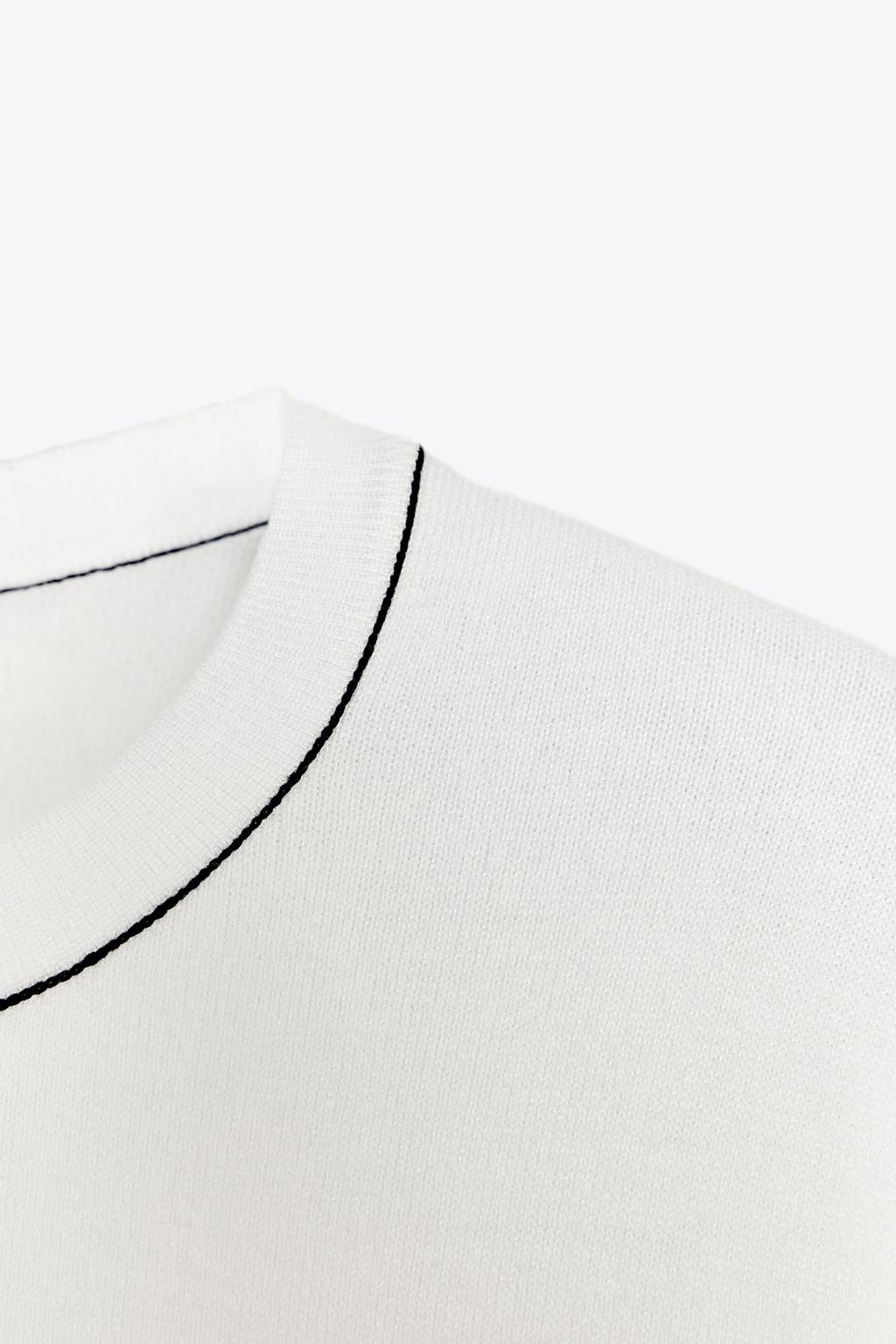 SHORT SLEEVE KNIT TOP WITH PIPING - Zara фото 13