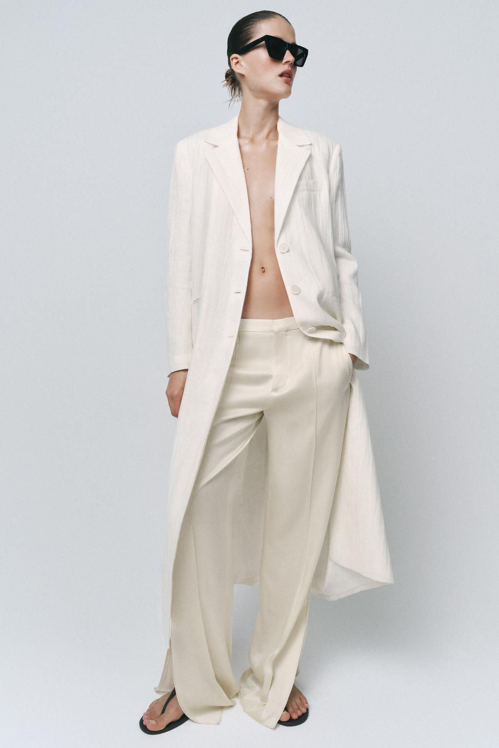 ZW COLLECTION LINEN FROCK COAT - Zara фото 7