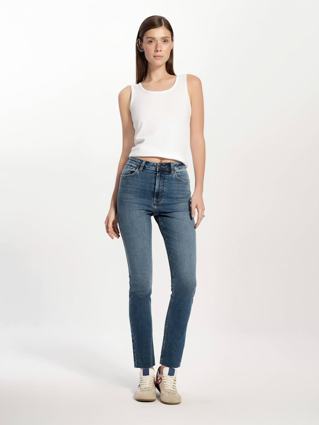 CONTE CON-721 Джинсы skinny с эффектом потёртостей и необработанным краем blue - Conte elegant фото 2