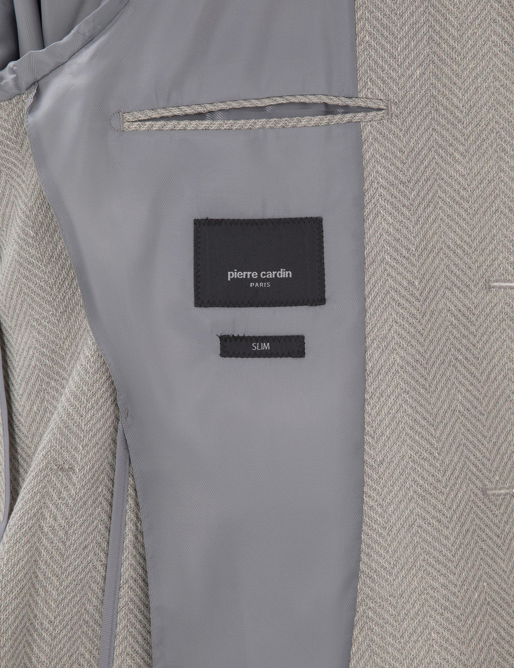 A__k Gri Slim Fit Y_n Keten Kar___ml_ Ceket